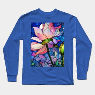 Stained Glass Lotus Flowers Long Sleeve T-Shirt